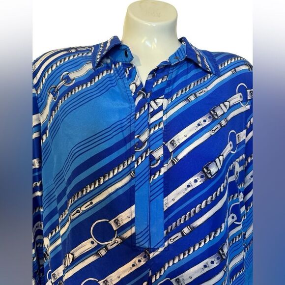 Tyler Boe 100% Silk Chain Print Tina Blouse - Picture 4 of 11